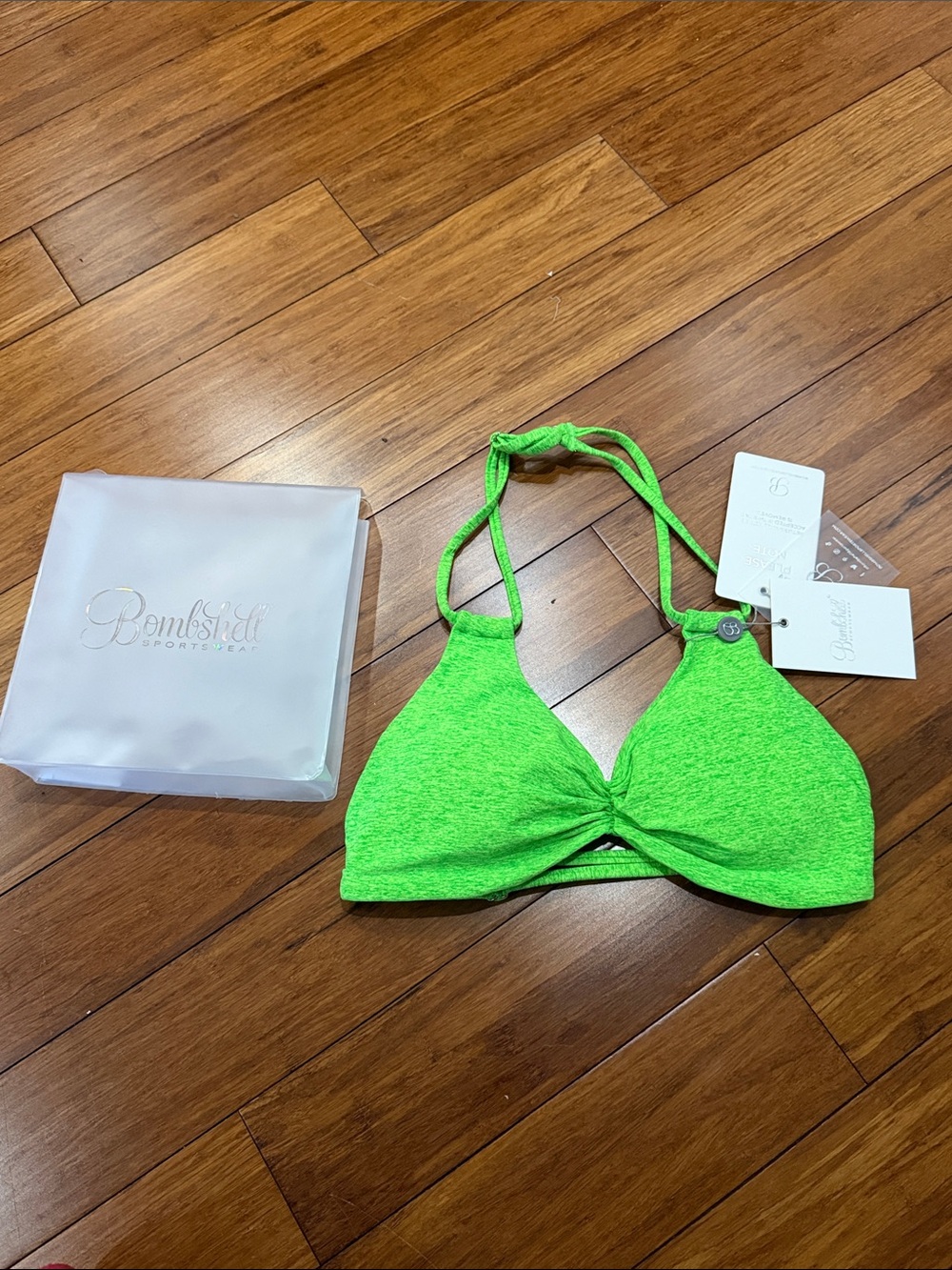 NWT Bombshell Sportswear Butterfly Sports Bra Neon Lime XL
